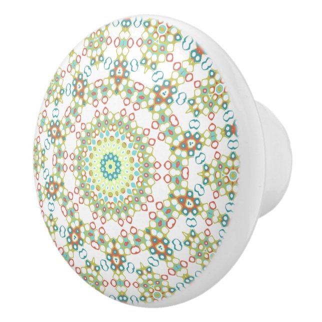 Colourful Geometric Mandala Pattern Ceramic Knob (Right)