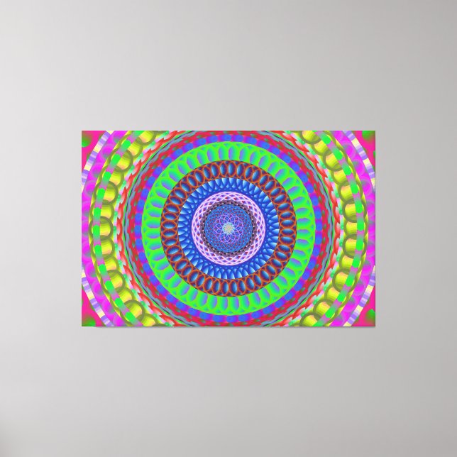 Colourful Geometric Mandala Stretched Canvas Print (Front)