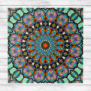 Colourful Geometric Mandala Turquoise Blown Glass  Jigsaw Puzzle