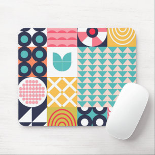 Colourful Geometric Mid Century Funky  Mouse Pad