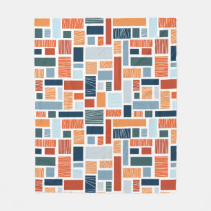 Colourful geometric Mid Century style design Fleece Blanket