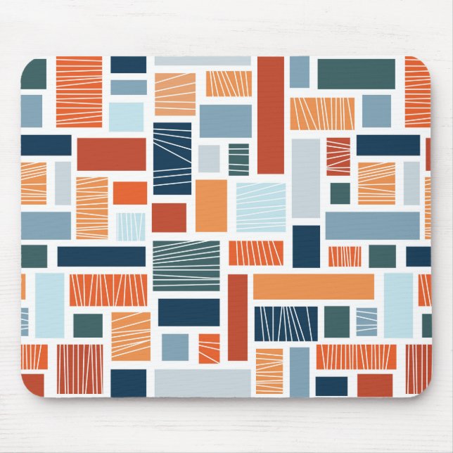 Colourful geometric Mid Century style design Mouse Pad (Front)