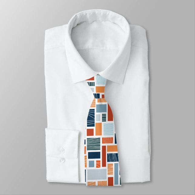 Colourful geometric Mid Century style design Tie (Tied)