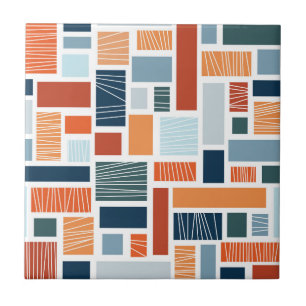 Colourful geometric Mid Century style design Tile