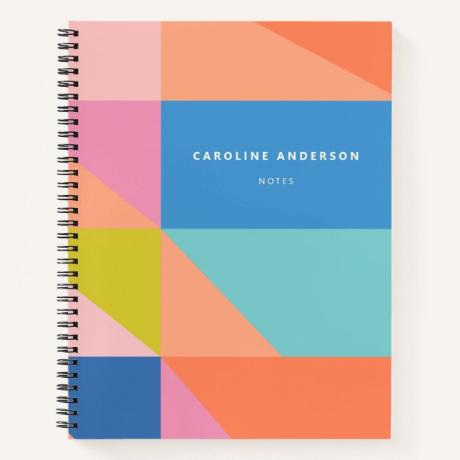 Colourful Geometric Modern Abstract Personalised Notebook (Front)