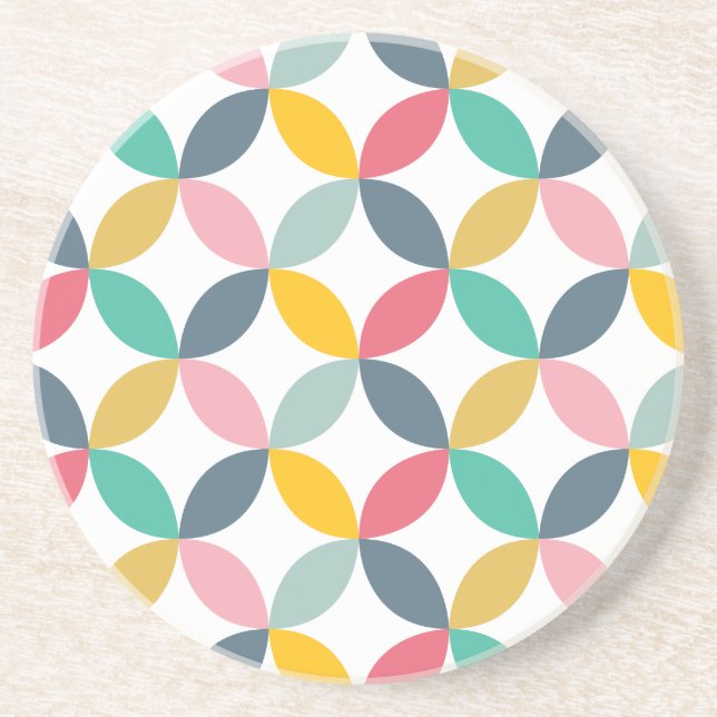 Colourful Geometric  Modern Pattern Coaster (Front)