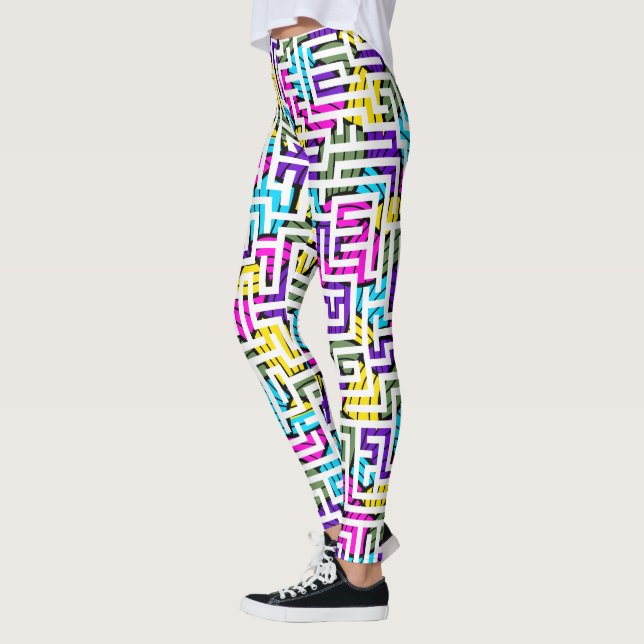 Colourful Geometric Modern Pattern Leggings (Left)