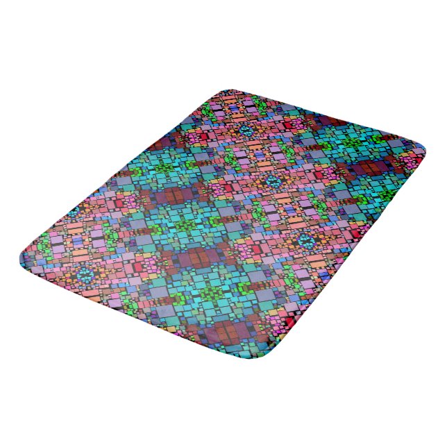 Colourful Geometric Mosaic Blanket Bath Mat (Angled)