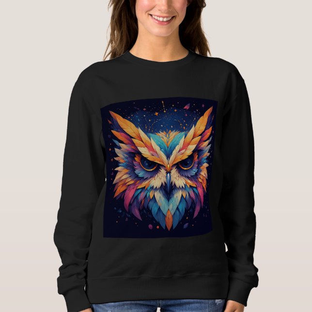 Colourful Geometric Owl Face Sweatshirt (Front)