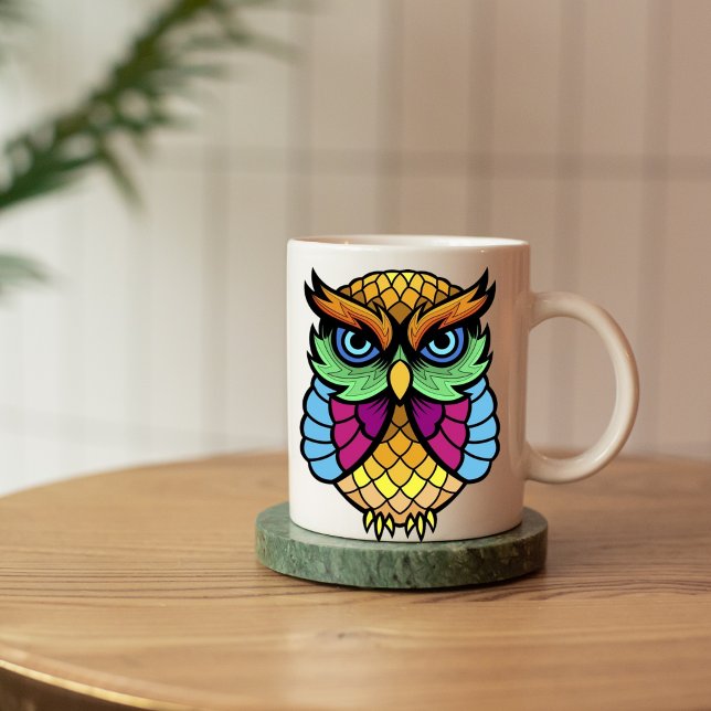 colourful geometric owl mug (Creator Uploaded)