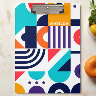 Colourful Geometric Pattern Abstract Art Monogram Clipboard