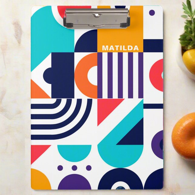 Colourful Geometric Pattern Abstract Art Monogram Clipboard (Creator Uploaded)