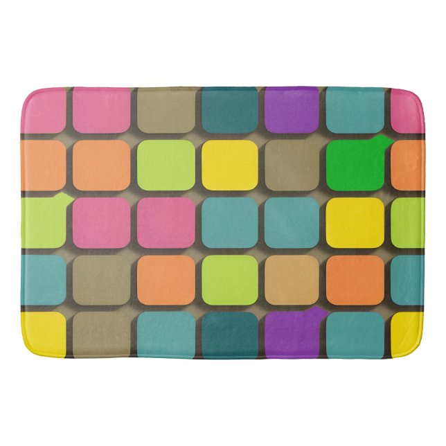 Colourful Geometric Pattern Bath Mat (Front)