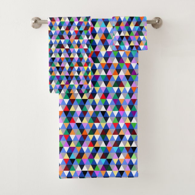 Colourful Geometric Pattern Bath Towel Set (Insitu)