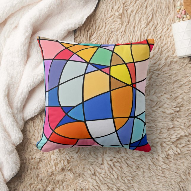 Colourful Geometric Pattern Cushion (Blanket)