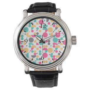 Colourful geometric pattern design watch