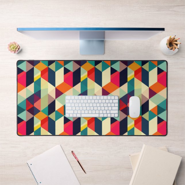 Colourful Geometric Pattern  Dimensional Retro  Desk Mat (Office 1)