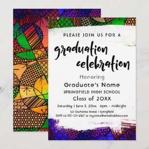 Colourful Geometric Pattern Graduation Party Invitation