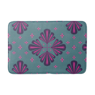 Colourful Geometric Pattern in Classic Retro Style Bath Mat
