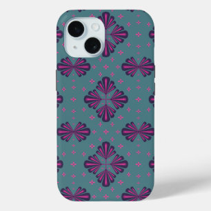 Colourful Geometric Pattern in Classic Retro Style iPhone 15 Case