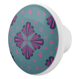 Colourful Geometric Pattern in Classic Retro Style Ceramic Knob