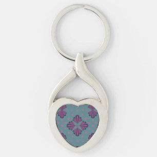 Colourful Geometric Pattern in Classic Retro Style Key Ring