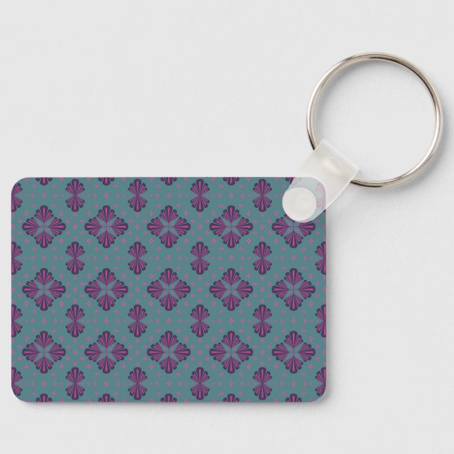 Colourful Geometric Pattern in Classic Retro Style Key Ring (Front)