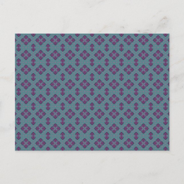 Colourful Geometric Pattern in Classic Retro Style Postcard (Front)