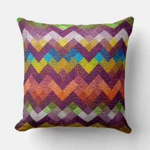 Colourful Geometric Pattern Leather Look #14 Cushion