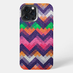Colourful Geometric Pattern Leather Look iPhone 13 Pro Max Case