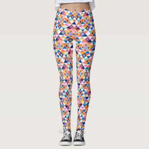 Colourful geometric pattern leggings with vibrant