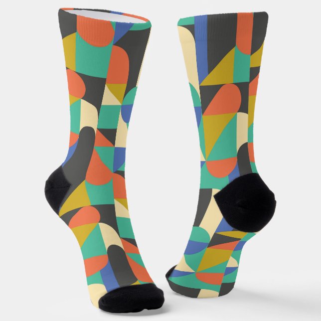 colourful geometric pattern modern design socks (Angled)
