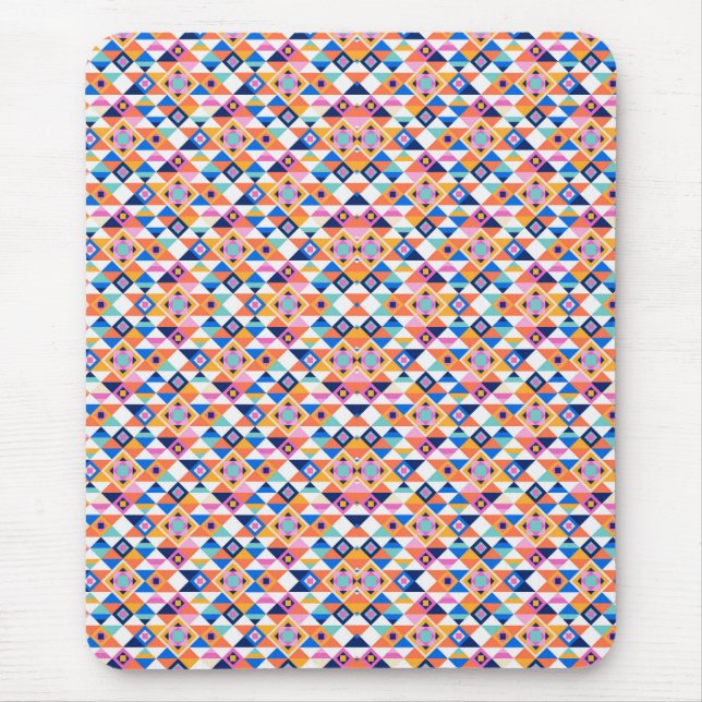 Colourful geometric pattern mouse pad  (Front)