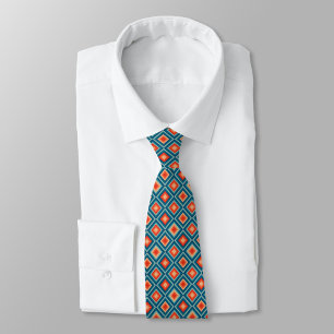 colourful geometric pattern on a blue background tie
