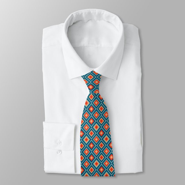 colourful geometric pattern on a blue background tie (Creator Uploaded)