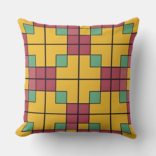 Colourful Geometric Pattern Symmetrical Abstract Cushion (Front)