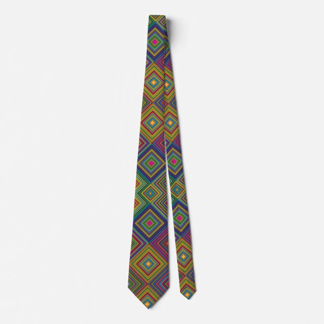 Colourful geometric pattern tie displayed front  (Front)
