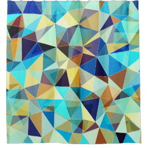 Colourful geometric pattern, triangles background, shower curtain