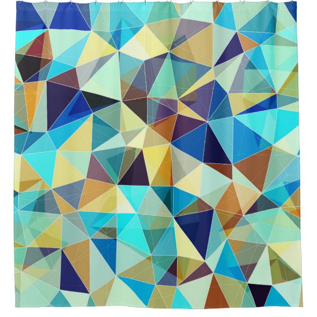 Colourful geometric pattern, triangles background, shower curtain (Front)