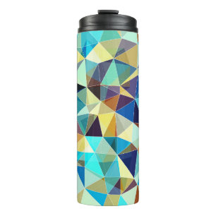 Colourful geometric pattern, triangles background, thermal tumbler