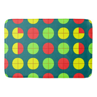 Colourful Geometric Pattern With Green, Red Bath Mat