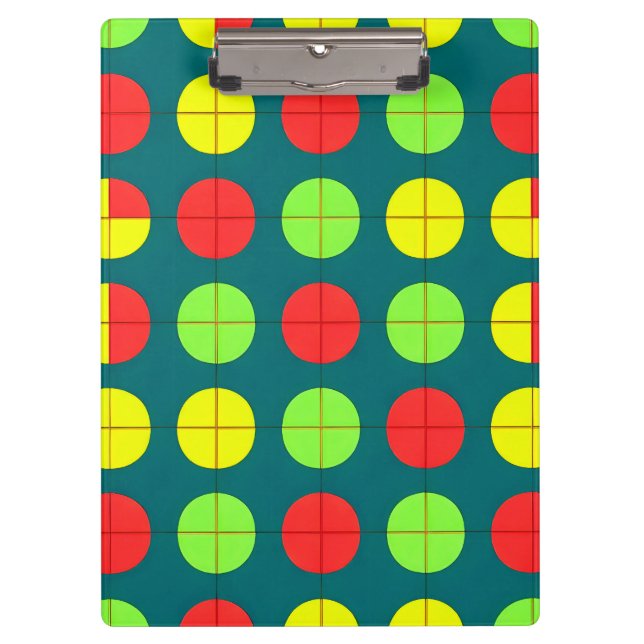 Colourful Geometric Pattern With Green, Red Clipboard (Front)