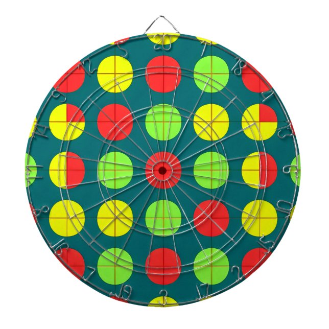 Colourful Geometric Pattern With Green, Red Dartboard (Front)