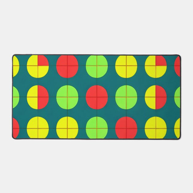 Colourful Geometric Pattern With Green, Red Desk Mat (Front)
