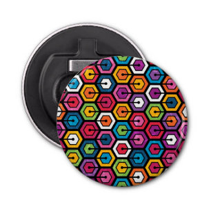 Colourful geometric pattern with hexagons bottle opener