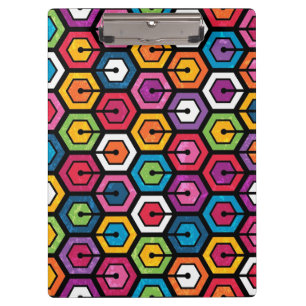 Colourful geometric pattern with hexagons clipboard