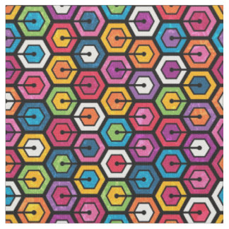 Colourful geometric pattern with hexagons fabric