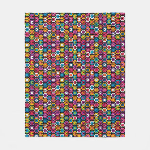 Colourful geometric pattern with hexagons fleece blanket