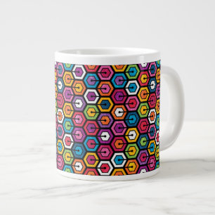 Colourful geometric pattern with hexagons large coffee mug