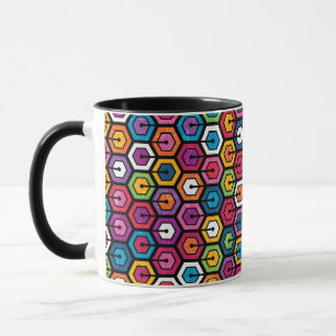 Colourful geometric pattern with hexagons mug